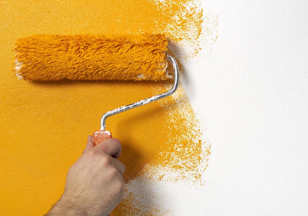 Painting wall with roller